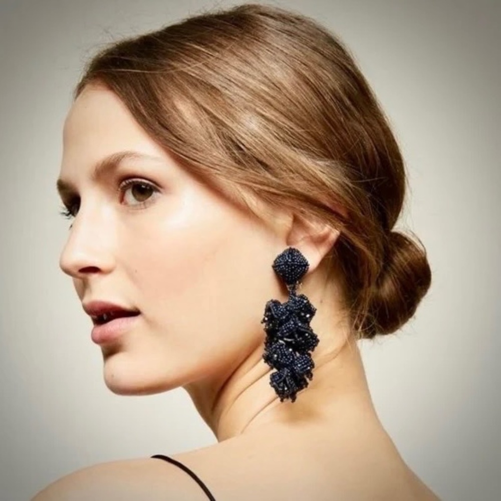 Sachin and Babi Indigo Blue Grape Chunky Glass Bead Earrings